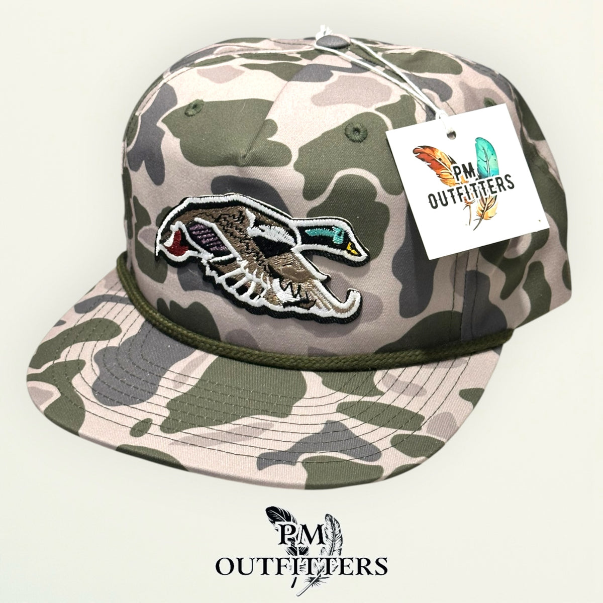 Mallard Duck rope hat back view Marsh Duck camo Richardson 256 olive rope