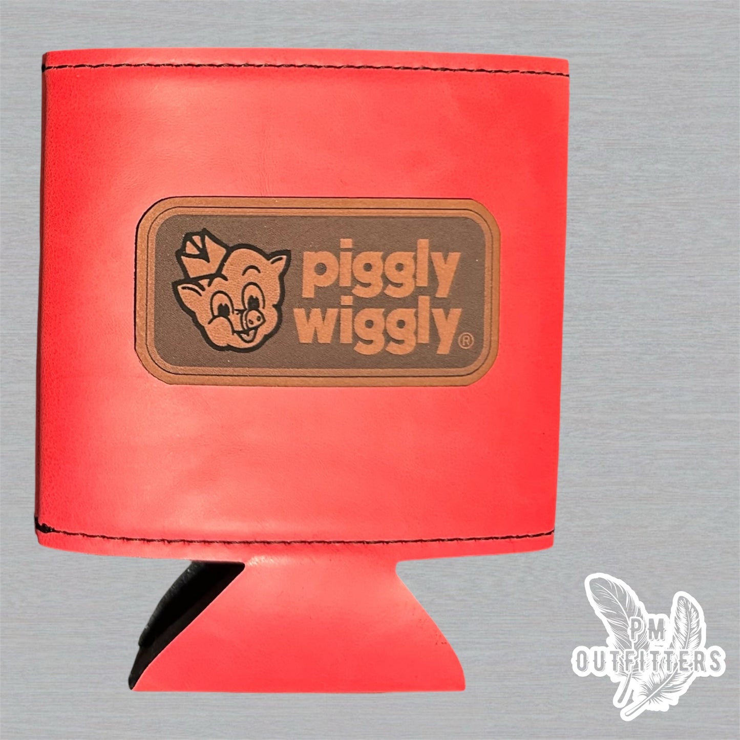 PM Outfitters Custom Laser Engraved Retro Piggly Wiggly Premium Leatherette Can Koozie