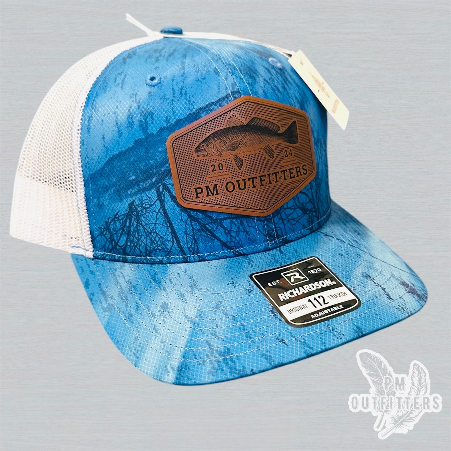 PM Outfitters Custom Logo Redfish Patch | Realtree Fishing Richardson 112 Trucker Hat