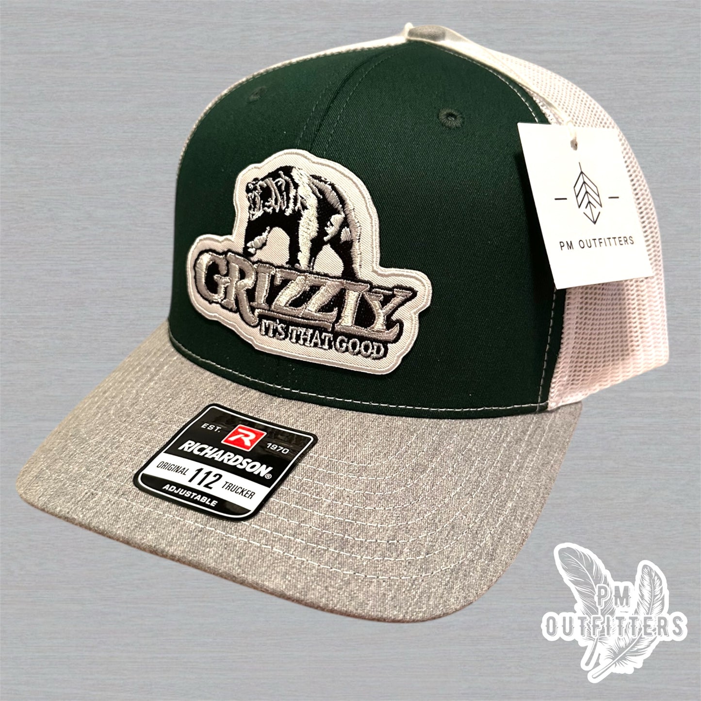 Grizzly “It’s That Good” Trucker Hat - Green, Gray & White Richardson 112
