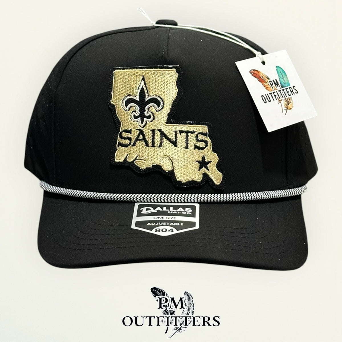 New Orleans Saints Louisiana state outline patch detail fleur-de-lis embroidered