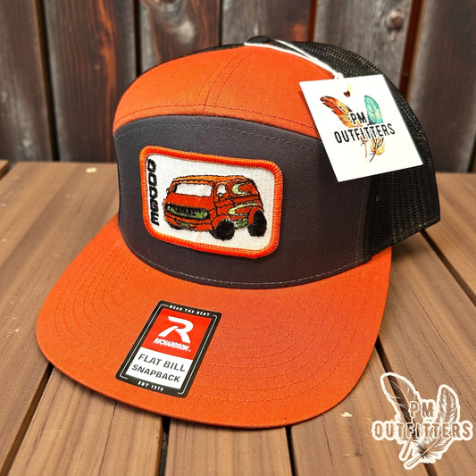 Vintage Dodge Van Patch Trucker Hat - Richardson 168 Orange Charcoal Black
