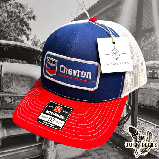 Retro Chevron Gas Logo Richardson Trucker Hat