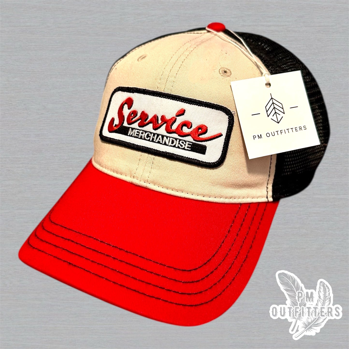 Vintage Service Merchandise Trucker Hat - Red, Natural & Black Richardson 111