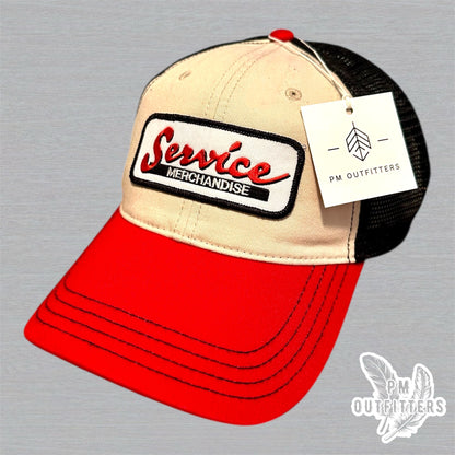 Vintage Service Merchandise Trucker Hat - Red, Natural & Black Richardson 111