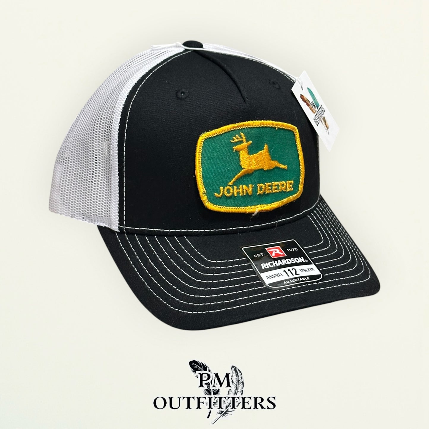 John Deere True Vintage Patch Trucker Hat – PM Outfitters | Richardson 112 Black White Authentic Farm Heritage Collectible