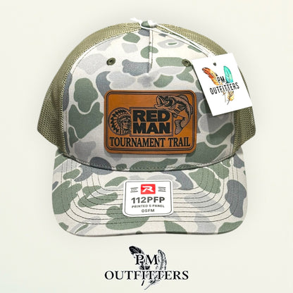 Red Man Tournament Trail trucker hat olive mesh back Richardson 112PFP camo