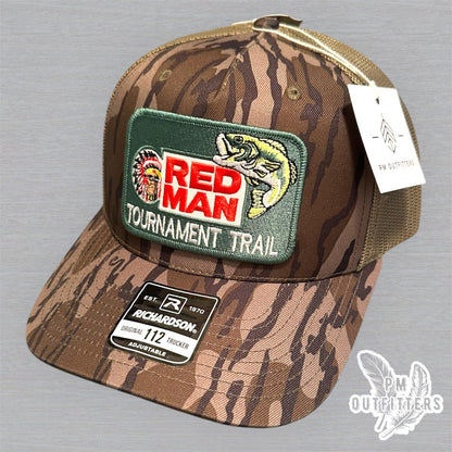 Red Man Chewing Tobacco Tournament Trail Patch Hat | Richardson 112 Mossy Oak Bottomland