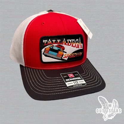 Retro Talladega Speedway Patch Richardson 112 Black Red White Trucker Hat
