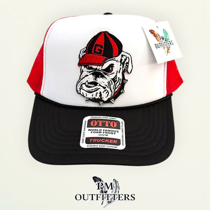 PM Outfitters Georgia Bulldogs retro G-cap patch Otto foam front rope red black white trucker hat