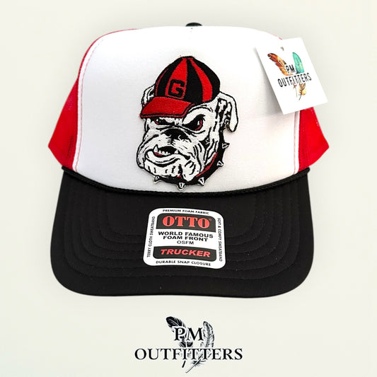 PM Outfitters Georgia Bulldogs retro G-cap patch Otto foam front rope red black white trucker hat