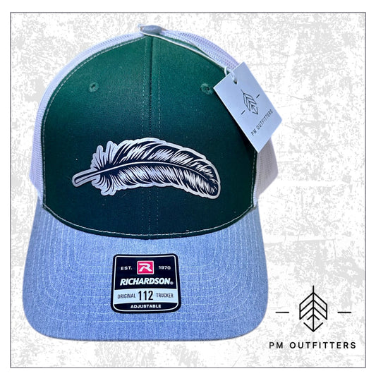 PM Outfitters Silver Signature Feather Tri-Color Trucker Hat