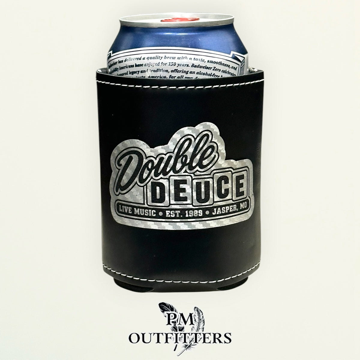 PM Outfitters Laser Engraved Double Deuce Leatherette Koozie