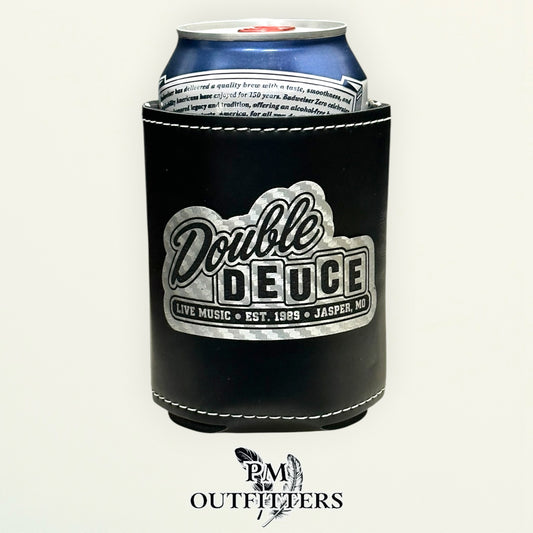 PM Outfitters Laser Engraved Double Deuce Leatherette Koozie