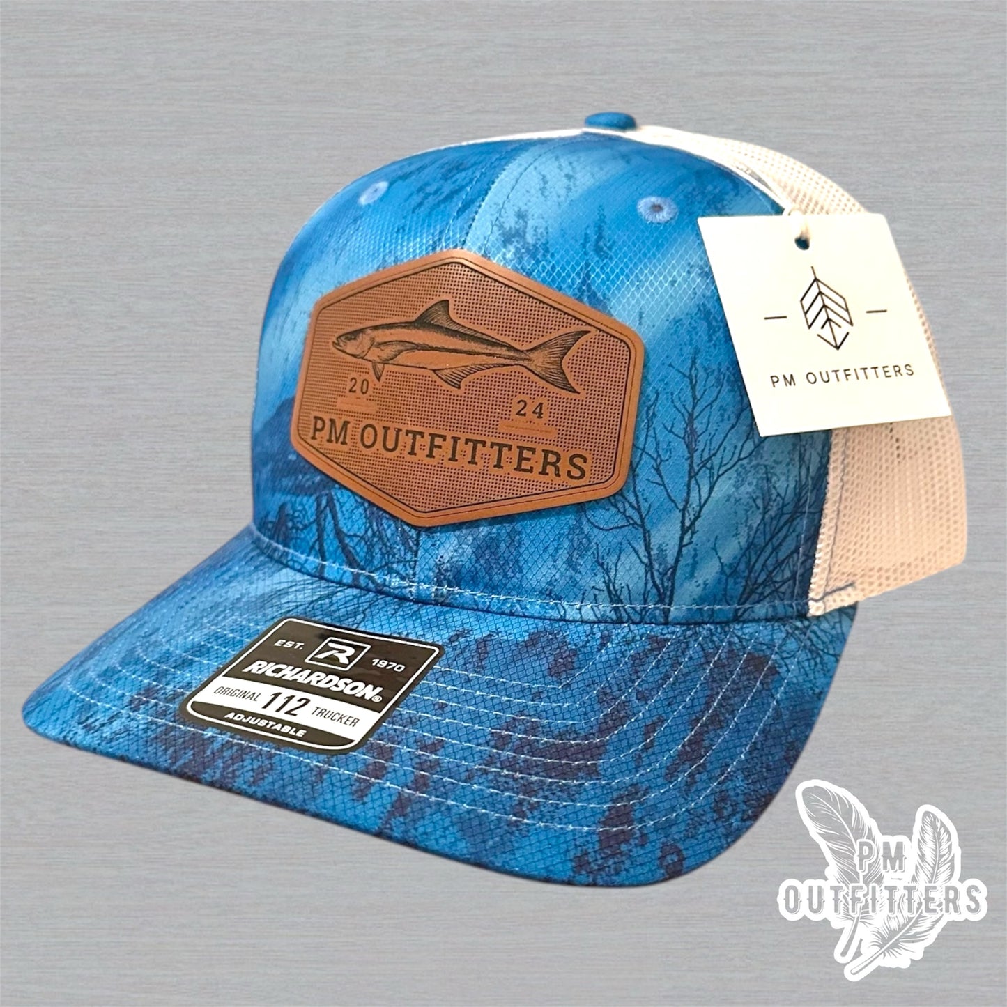 PM Outfitters Custom Logo Cobia Patch | Realtree Fishing Richardson 112 Trucker Hat