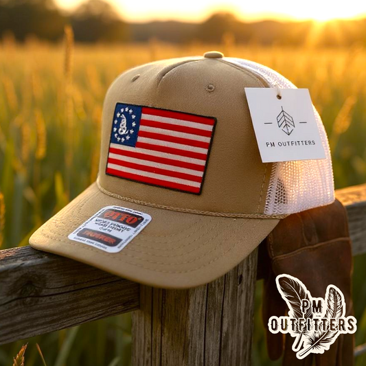 Vintage Betsy Ross Gadsden Snake Flag Foam Front Rope Trucker Hat