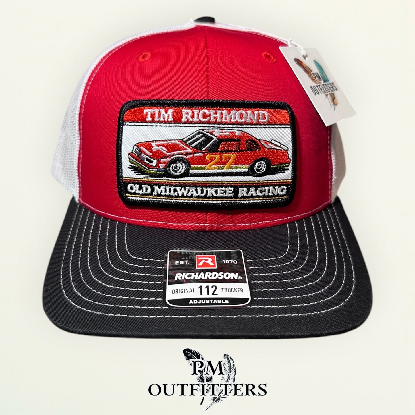 Tim Richmond #27 Old Milwaukee Racing Trucker Hat - PM Outfitters | Richardson 112 Red Black White NASCAR