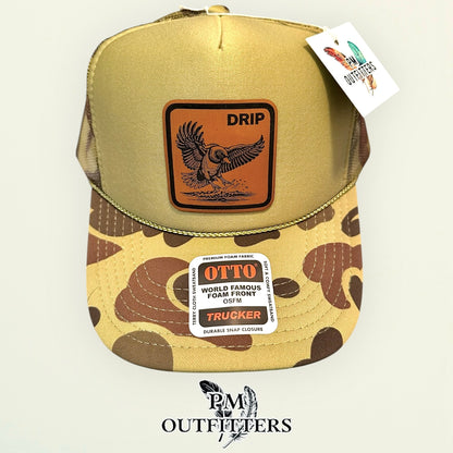DRIP Mallard Duck Laser Engraved Patch Hat | Otto Foam Rope Trucker Green Camo | PM Outfitters Exclusive Design