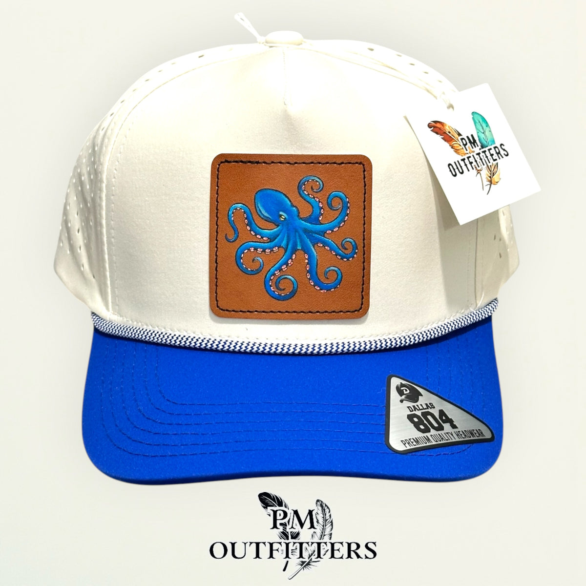 Close-up of the hand-painted octopus patch showing brushwork detail, PM Outfitters True Originals