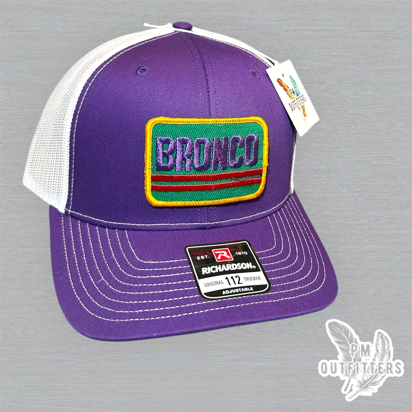 Ford Bronco Vintage Patch Trucker Hat - Richardson 112 Purple White