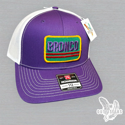 Ford Bronco Vintage Patch Trucker Hat - Richardson 112 Purple White