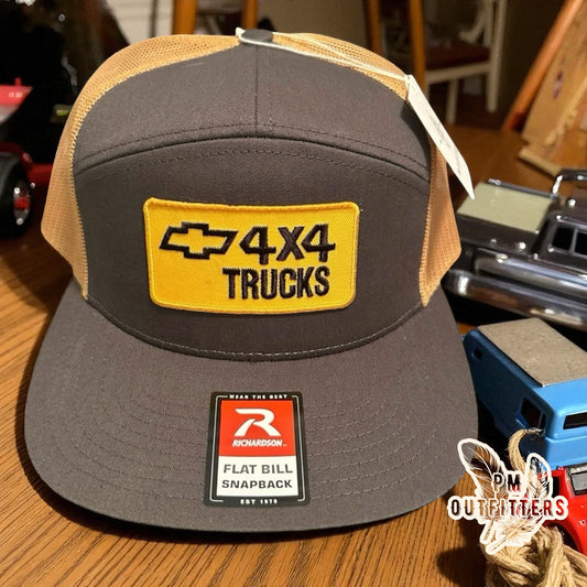 Retro Vintage Chevy 4x4 Trucks 7-Panel Trucker Hat