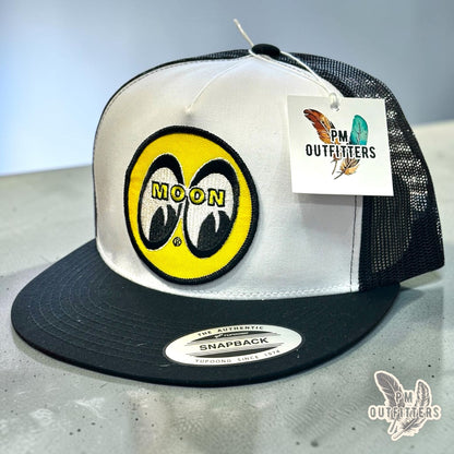 Mooneyes Speed Equipment Hat | Yupoong 6006 White & Black Flatbill
