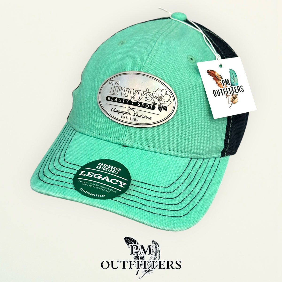 Truvy's Beauty Spot Legacy Dashboard trucker hat interior tag detail