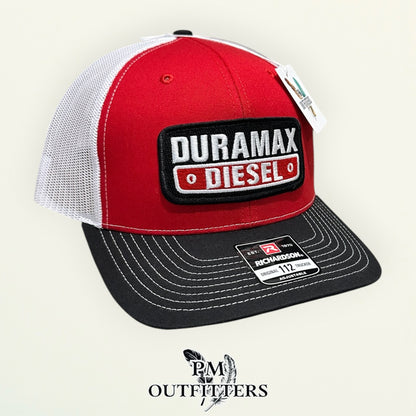 Duramax Diesel Trucker Hat – PM Outfitters Retro Patch | Richardson 112 Red Black White Diesel Truck Heritage