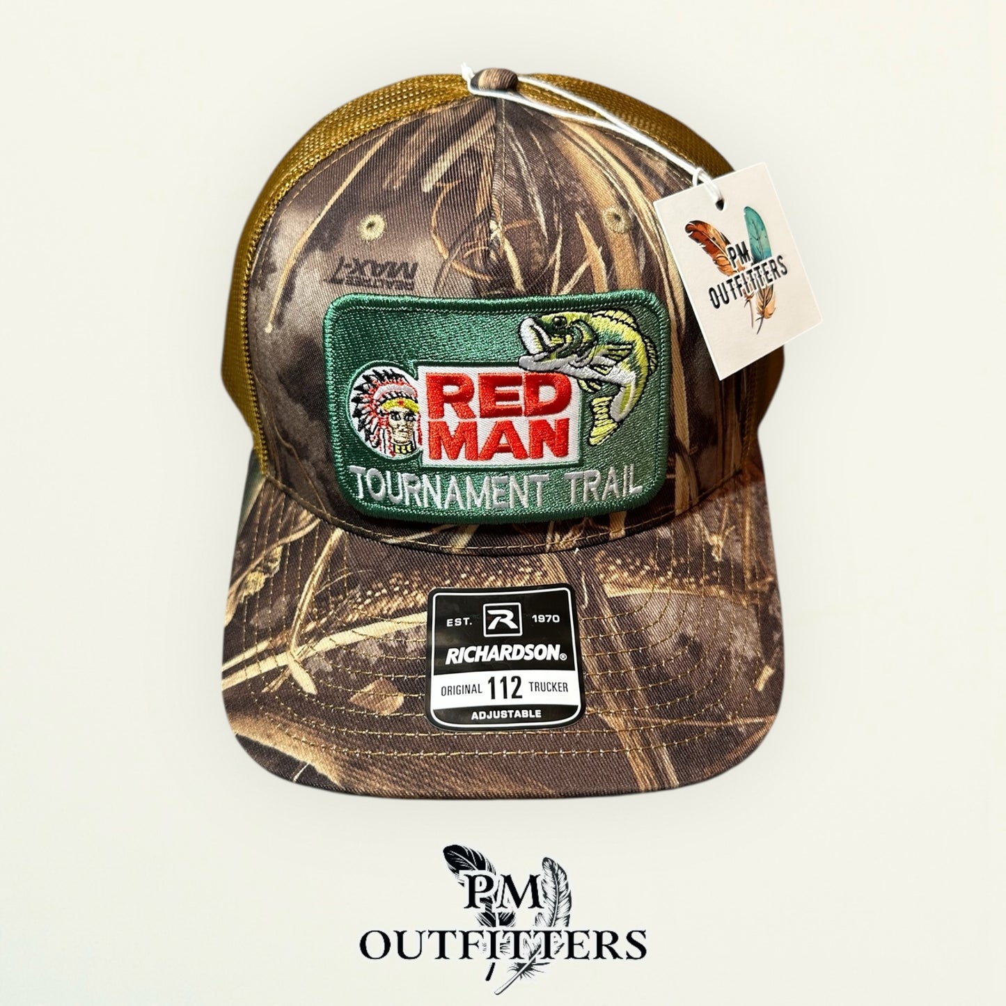 Red Man Chewing Tobacco Tournament Trail Patch Hat | Richardson 112 Realtree Max-7