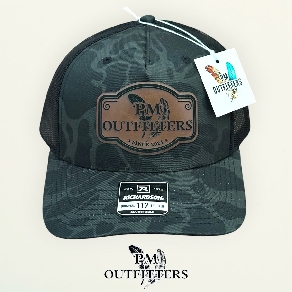 PM Outfitters Richardson 112 trucker hat interior tag detail