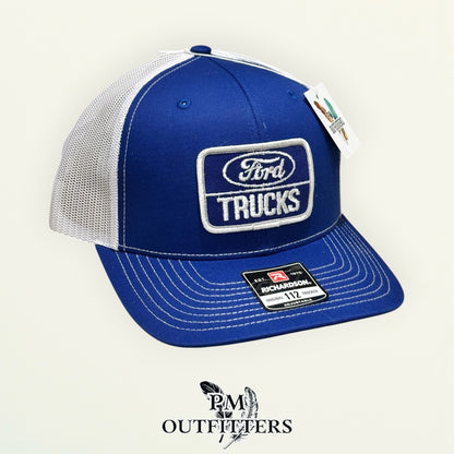 Ford Trucks True Vintage Patch Trucker Hat – PM Outfitters | Richardson 112 Royal Blue White Authentic Automotive Heritage