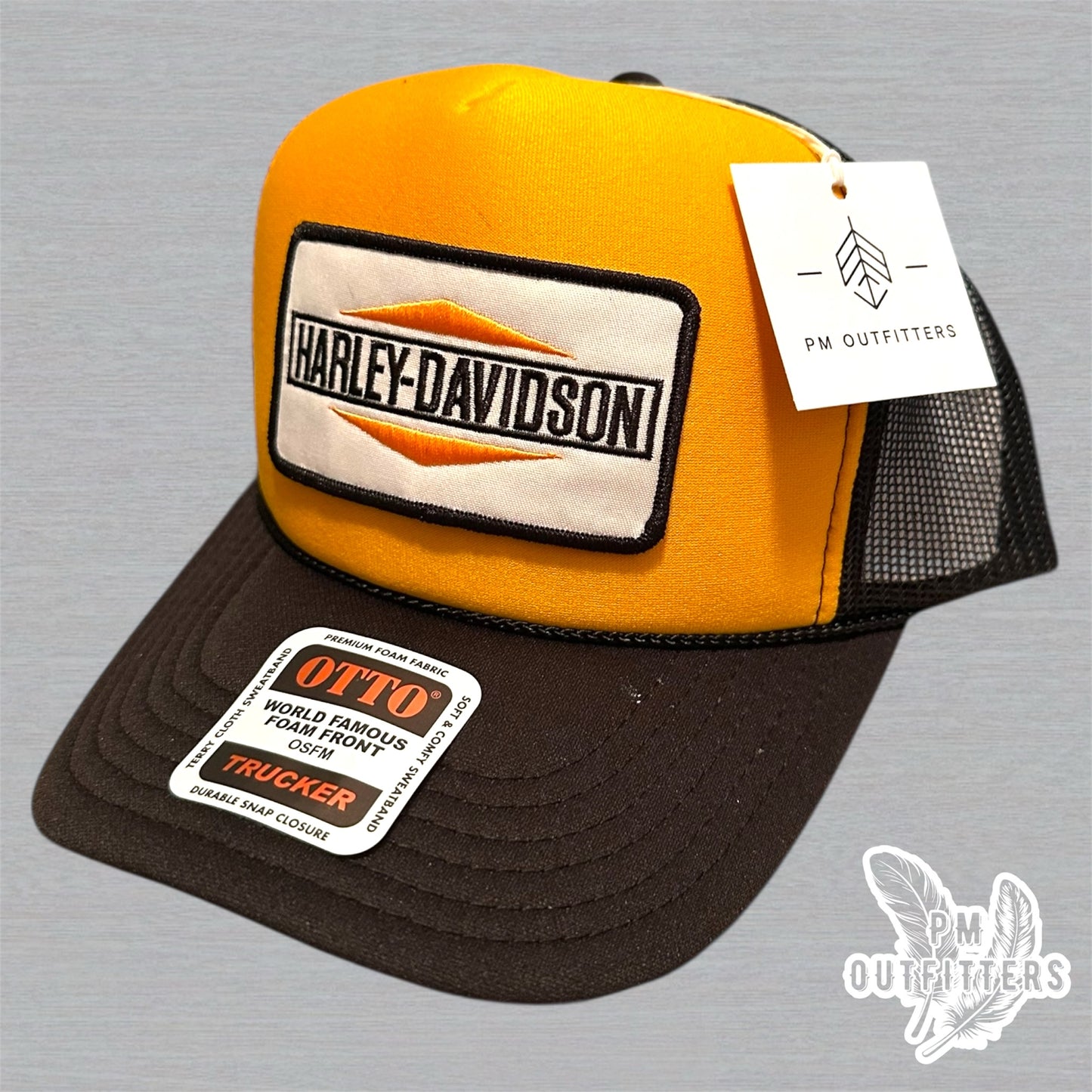 Vintage Harley-Davidson Trucker Hat - Gold & Black Otto Foam Front