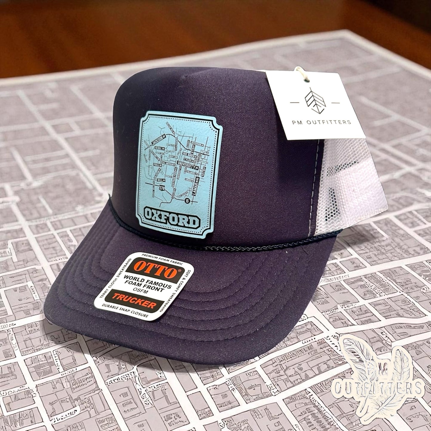 Custom Design Ole Miss Oxford Map Foam Front Rope Trucker Hat