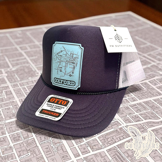 Custom Design Ole Miss Oxford Map Foam Front Rope Trucker Hat