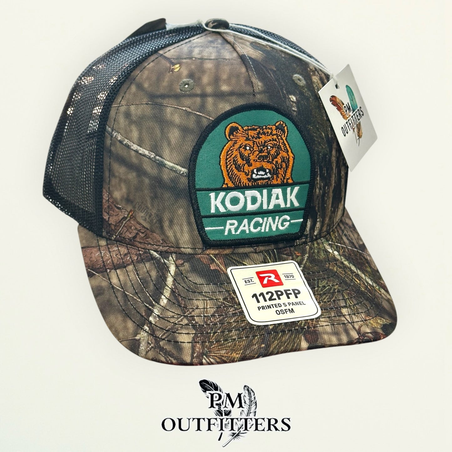 Kodiak Racing Trucker Hat – PM Outfitters Bear Patch | Richardson 112 Mossy Oak Country DNA Camo