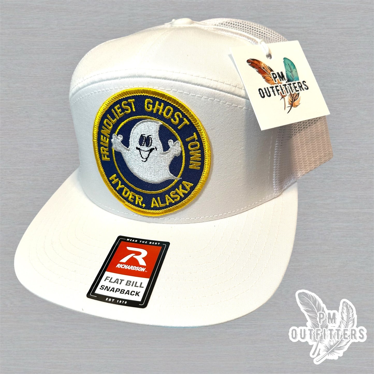 Vintage Hyder Alaska Friendliest Ghost Town Patch Trucker Hat - Richardson 168 White