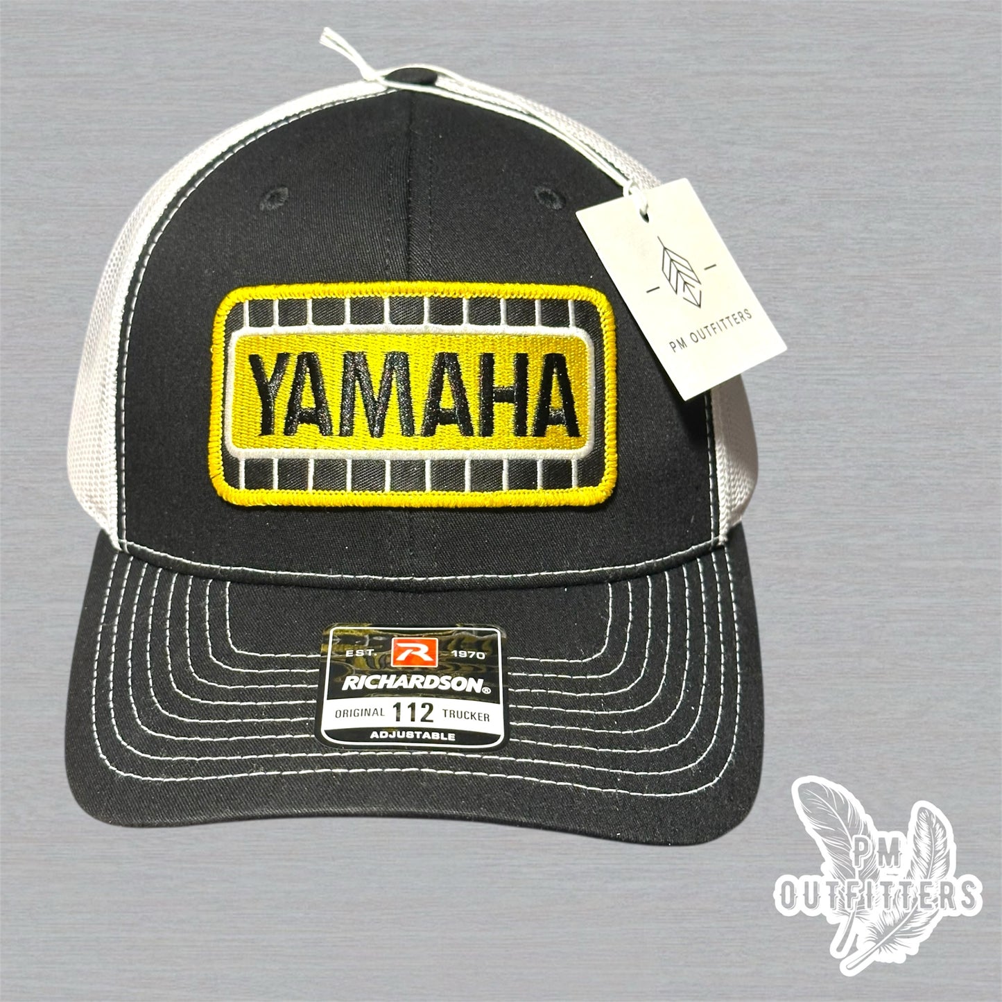 Vintage Style Yamaha Embroidered Patch Black & White Richardson 112 Trucker Hat