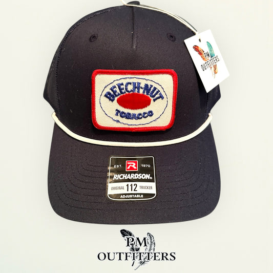 Beech-Nut Tobacco Vintage Patch Hat - Authentic 1970s-80s | Richardson 112 Navy White Rope