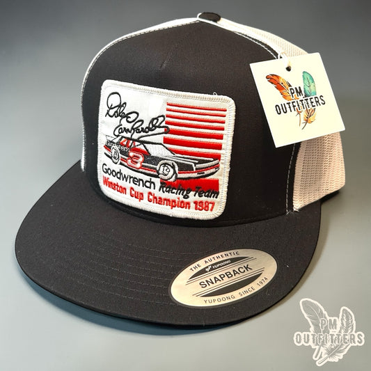 Dale Earnhardt Goodwrench 1987 Winston Cup Champion Trucker Hat — PM Outfitters | Yupoong Flat Bill Black White