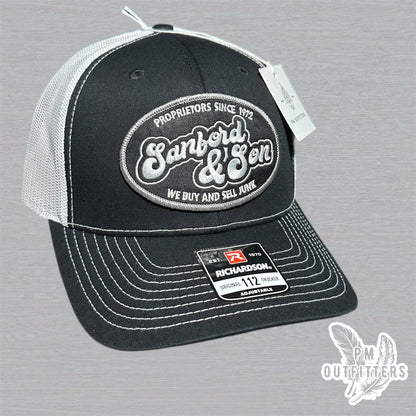 Retro Sanford & Son Embroidered Patch Black & White Richardson 112 Trucker Hat
