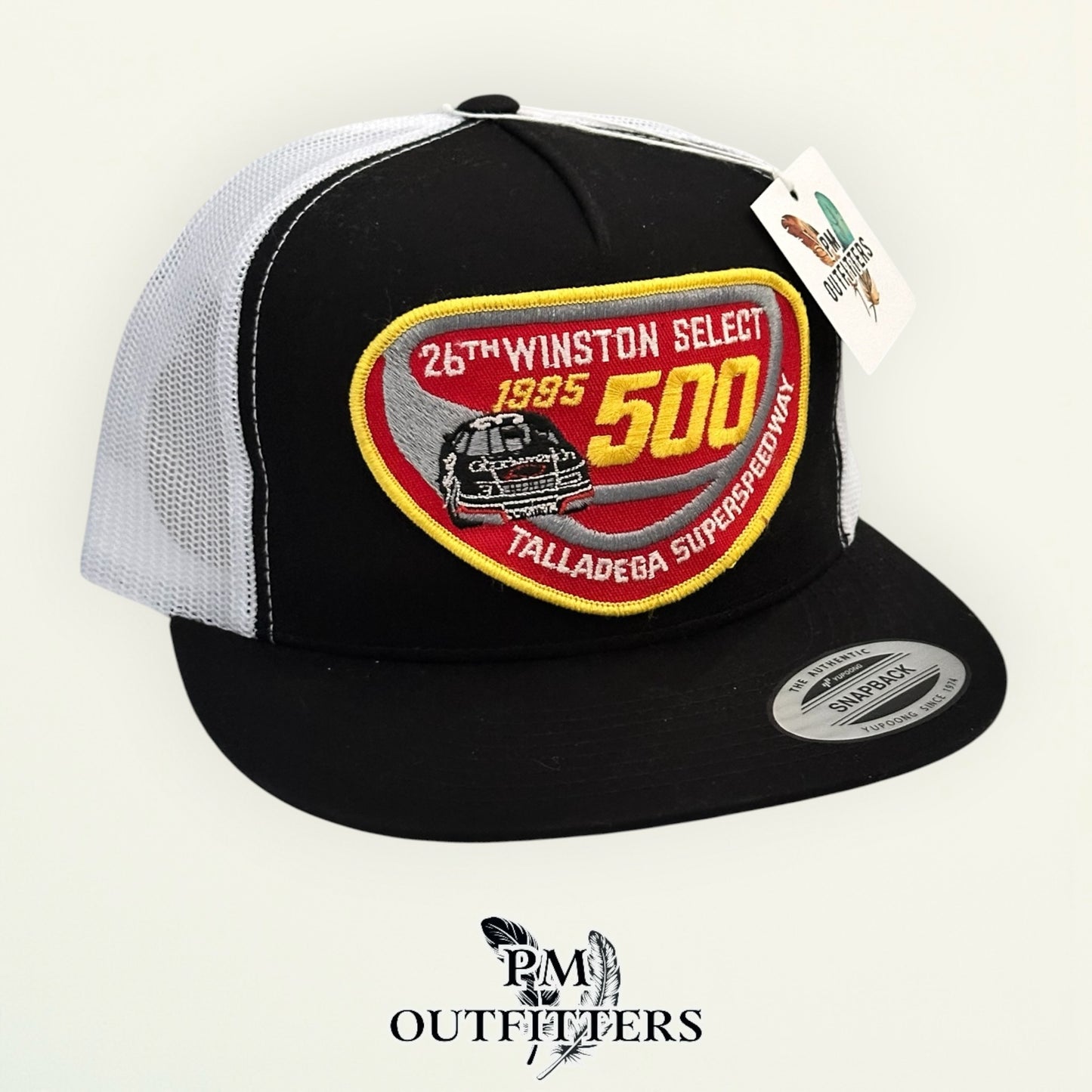 PM Outfitters vintage 1995 NASCAR Winston Talladega 500 authentic vintage patch Yupoong 6006 black white