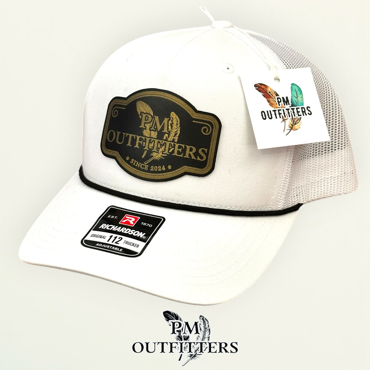 PM Outfitters Richardson 112 trucker hat interior tag detail