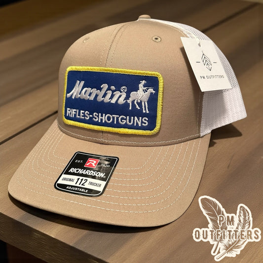 Vintage Marlin Rifles-Shotguns Trucker Hat - Khaki & White Richardson 112