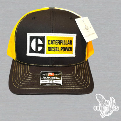 Caterpillar Diesel Power Trucker Hat - PM Outfitters Retro Patch | Richardson 112 Black Yellow CAT