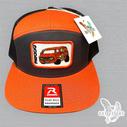 Vintage Dodge Van Patch Trucker Hat - Richardson 168 Orange Charcoal Black