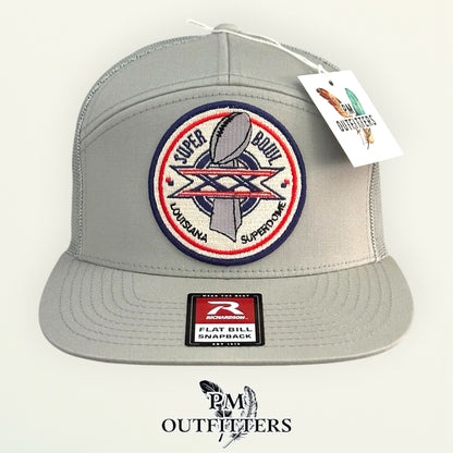 PM Outfitters Super Bowl XX Louisiana Superdome embroidered patch Richardson 168 quarry gray trucker hat