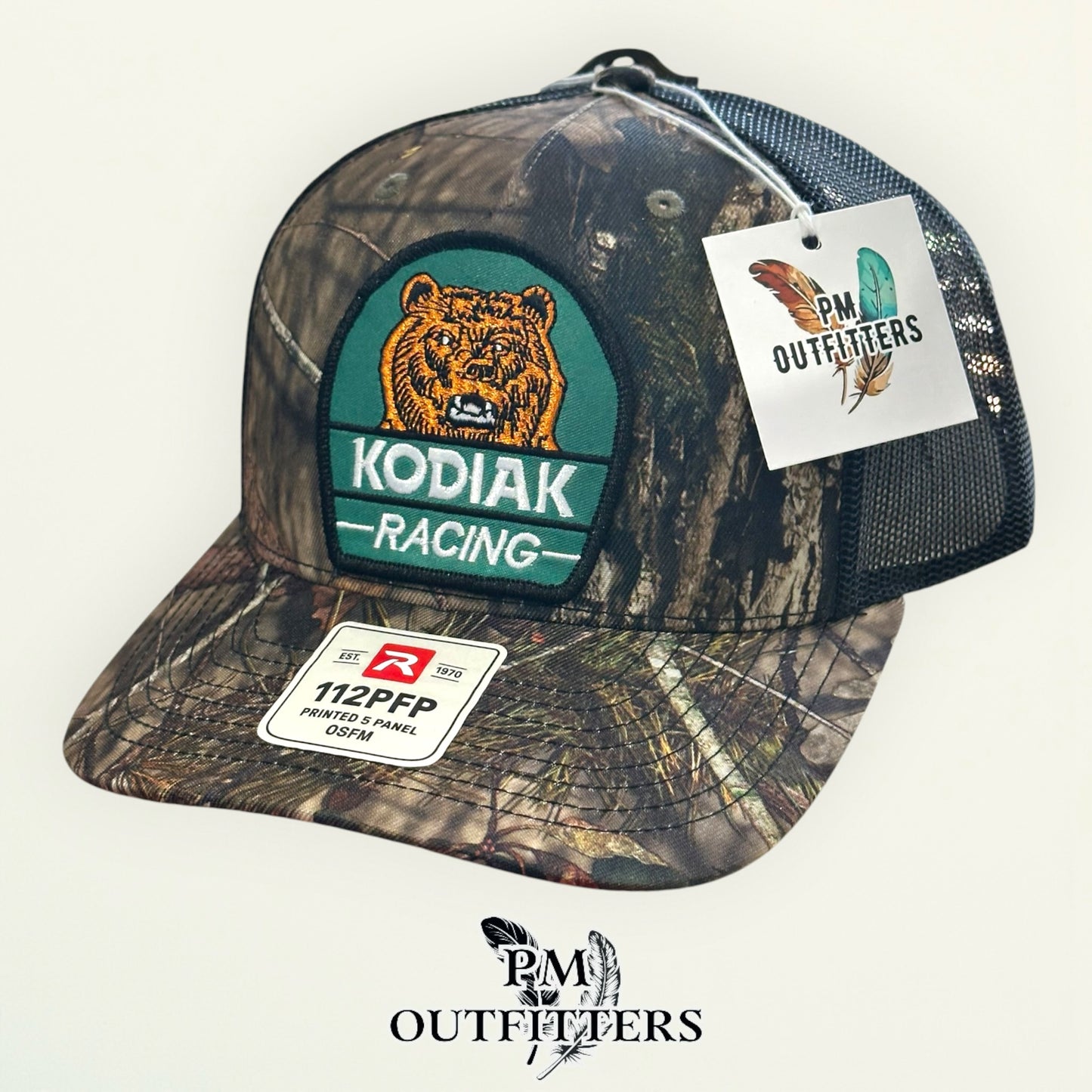 Kodiak Racing Trucker Hat – PM Outfitters Bear Patch | Richardson 112 Mossy Oak Country DNA Camo