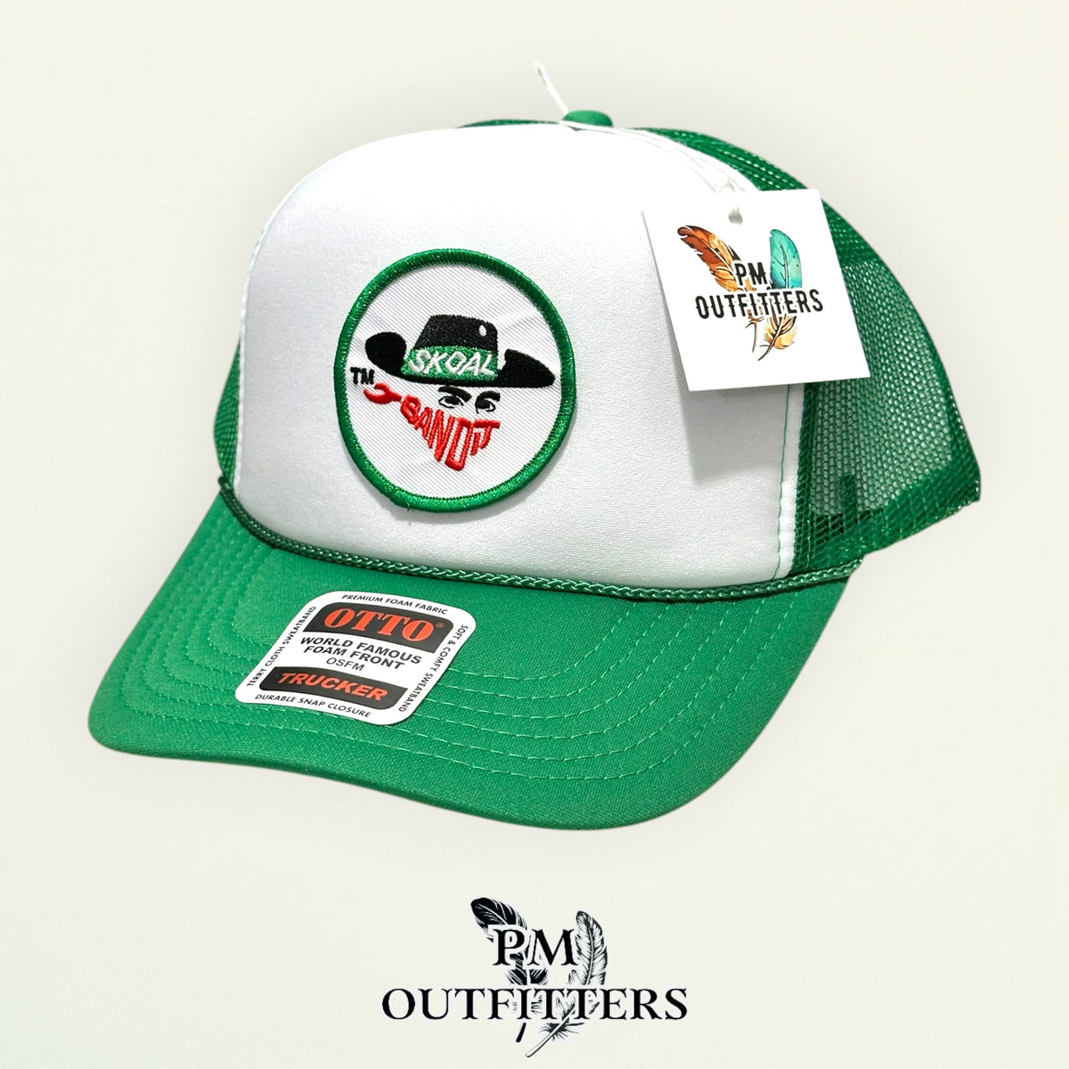 Skoal Bandit Otto foam front trucker hat interior tag detail