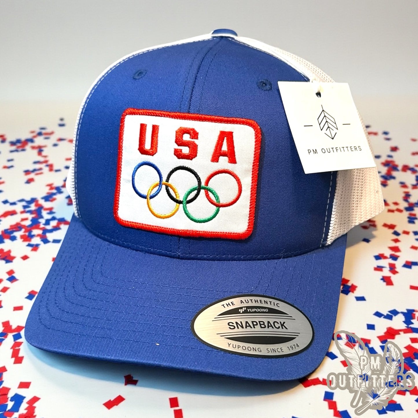 Team USA Olympics Trucker Hat - Retro Patch YP Classics 6601 Blue White